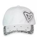 Stud & Pearl Trimmed Heart Baseball Cap