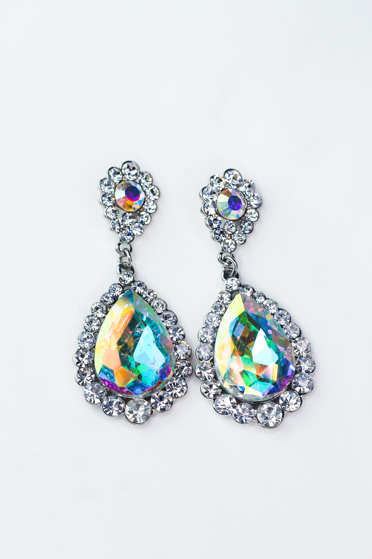 Stone Trimmed Round &amp; Teardrop Earrings
