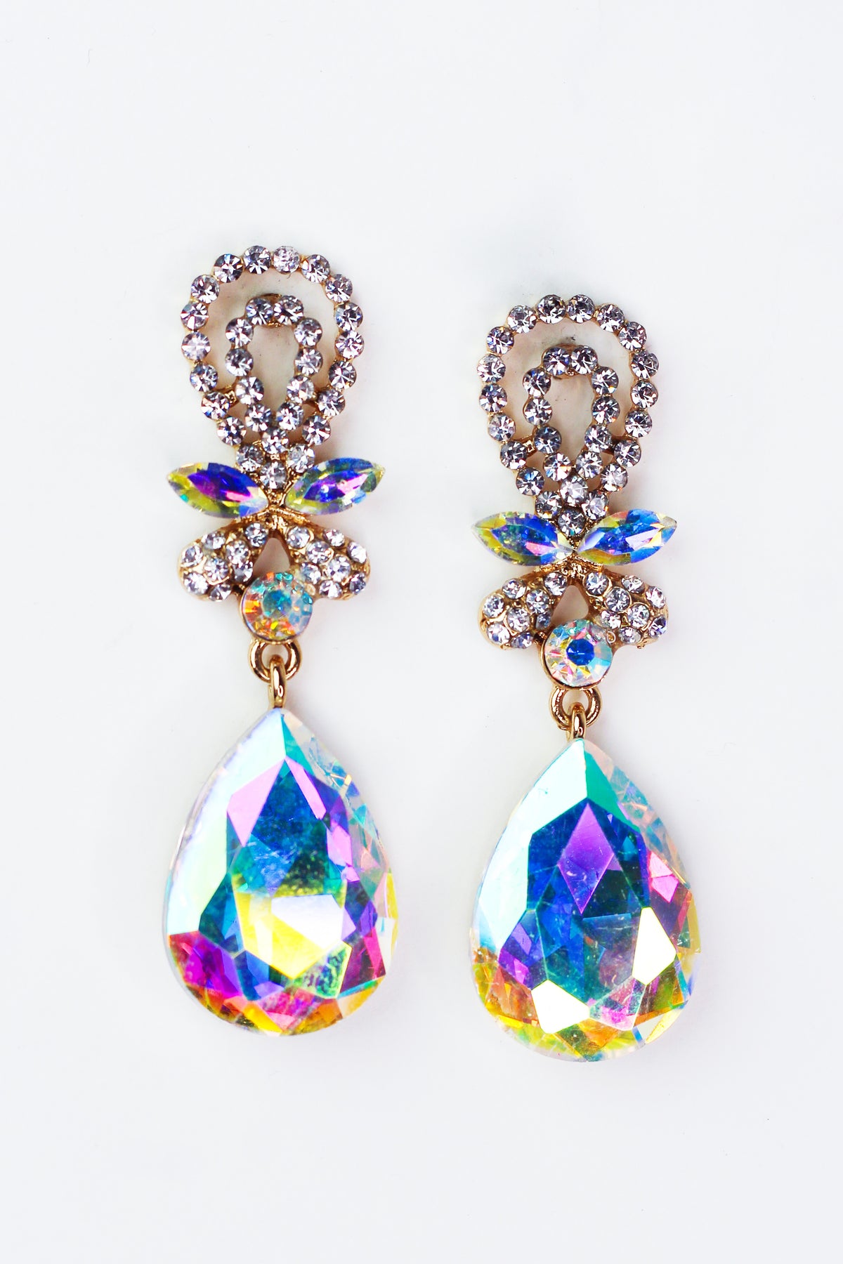 Open Pave Loop & Cluster Teardrop Earrings