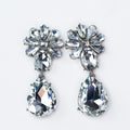 Flowering Rhinestone Top Dangling Almond Earrings
