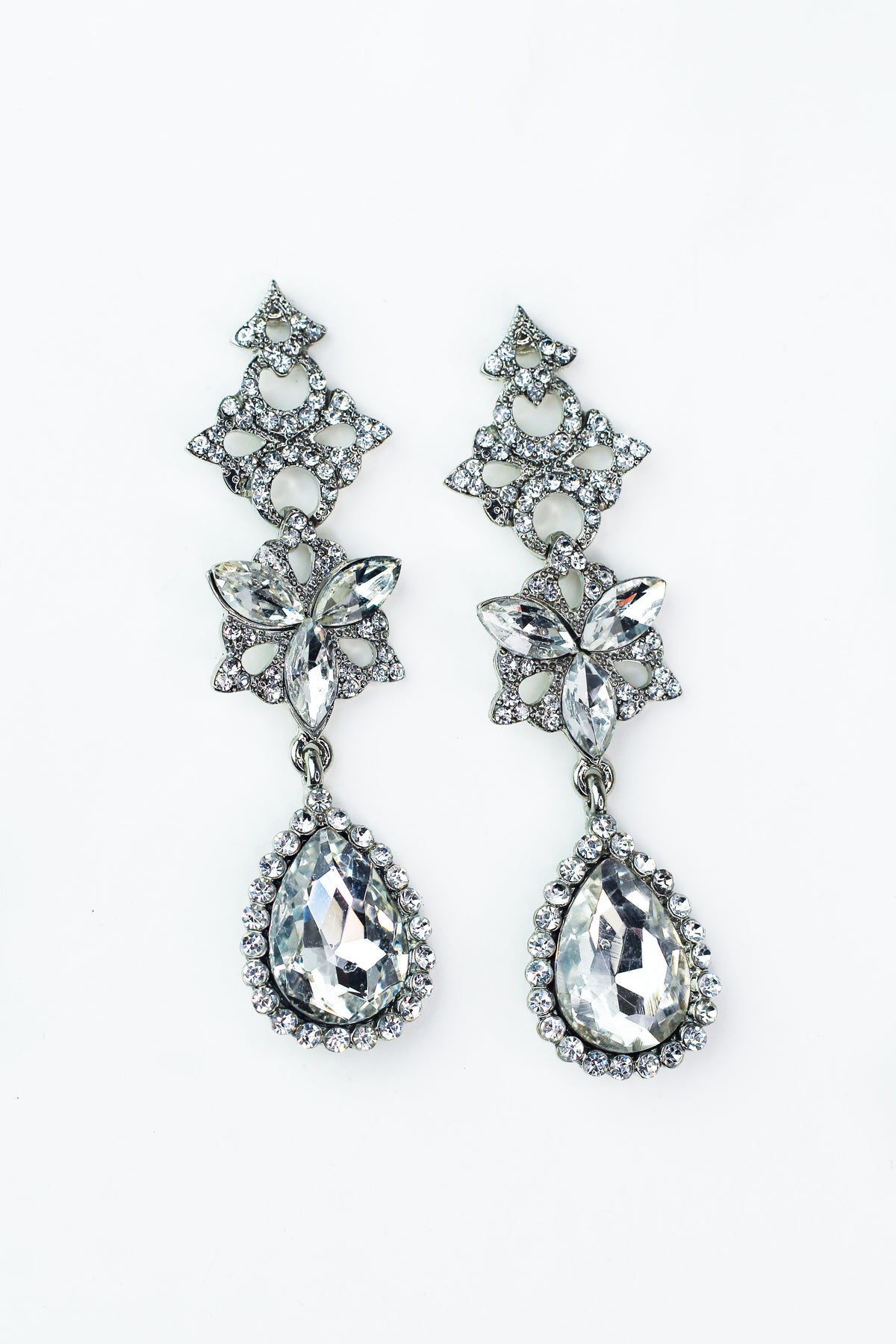 Pave &amp; Marquis Diamond Shapes w/ Teardrop Earrings