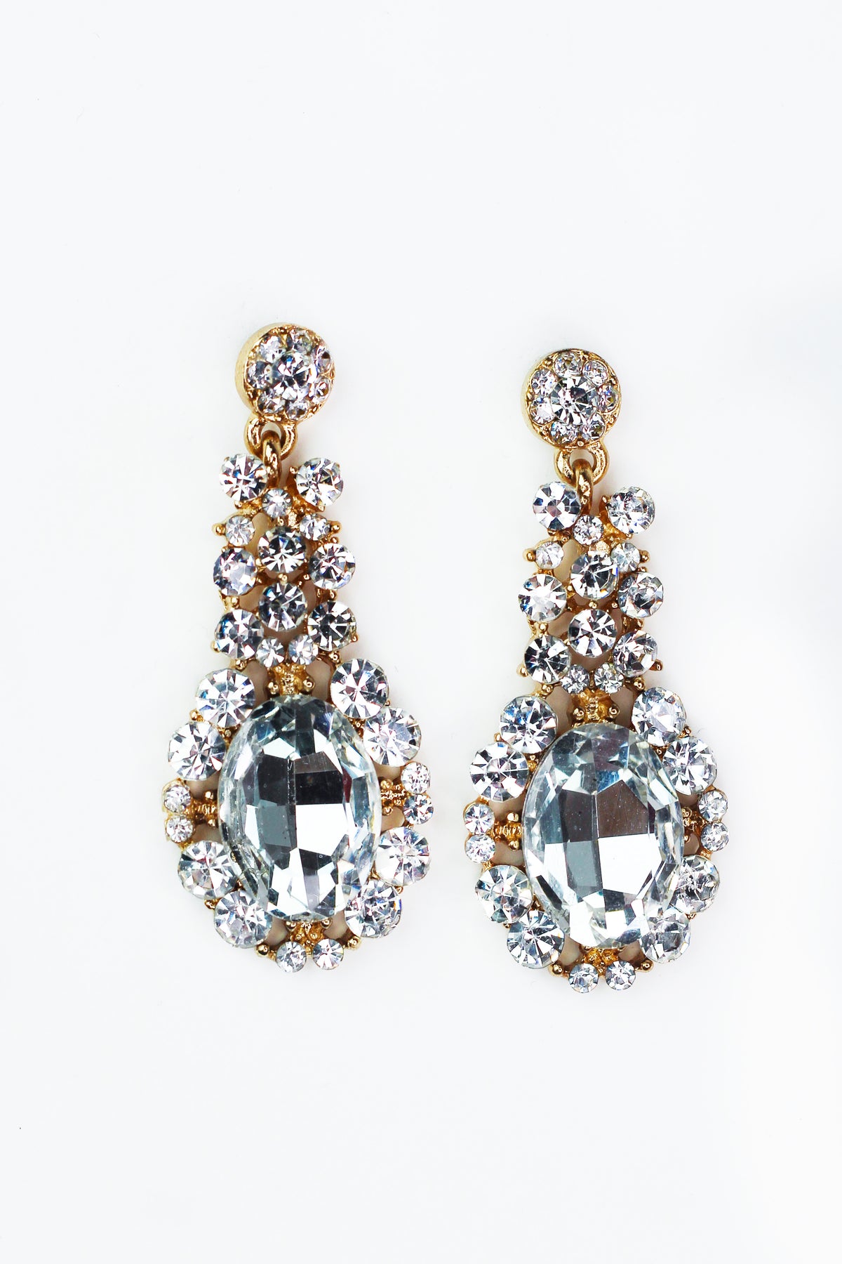 Rhinestone Cluster &amp; Oval Bottom Earrings