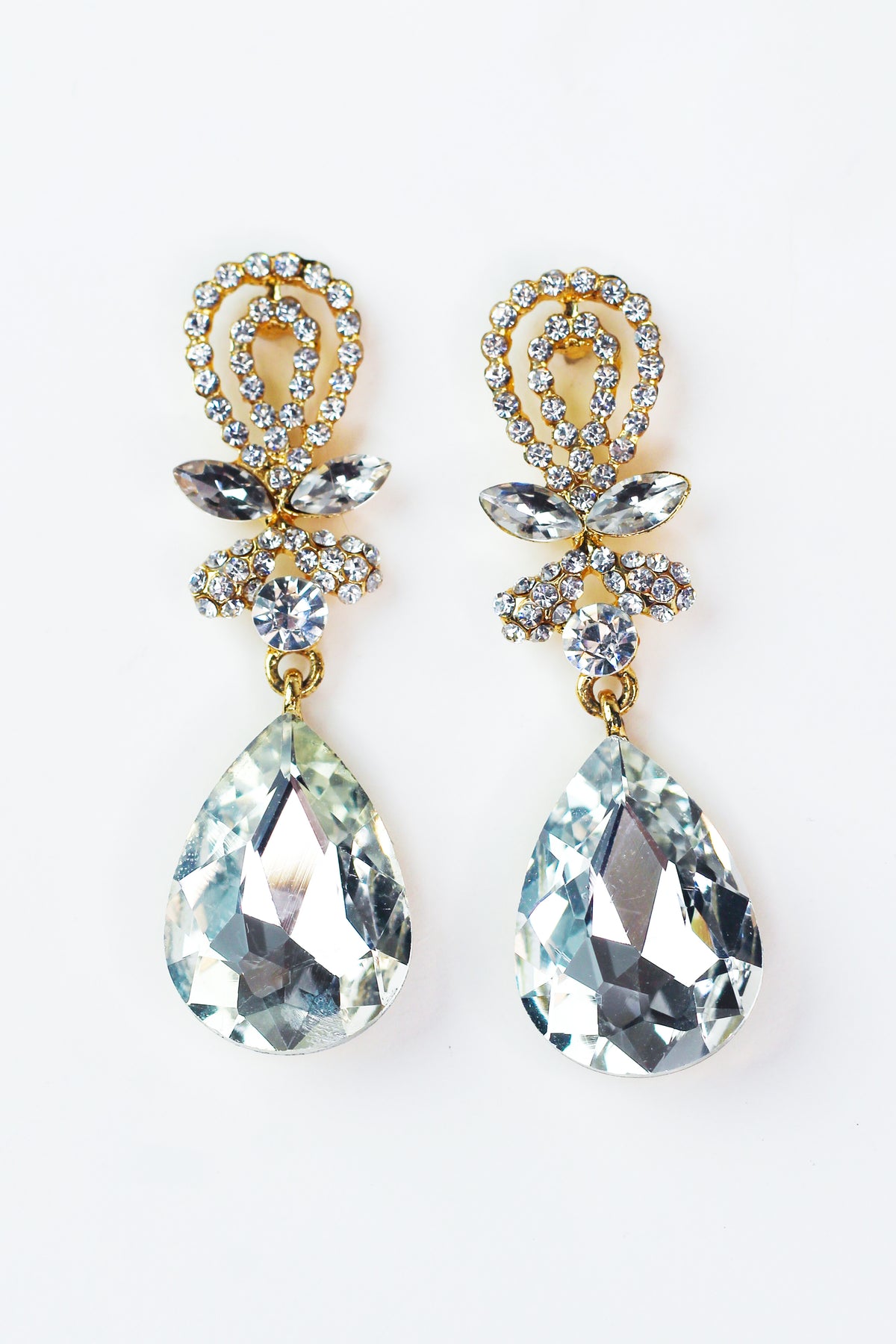 Open Pave Loop &amp; Cluster Teardrop Earrings