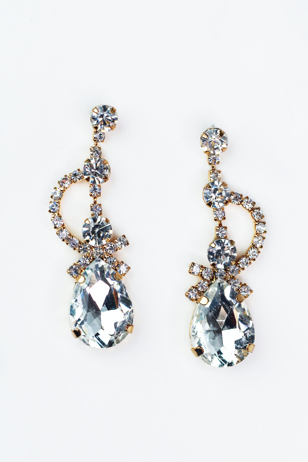 3 Rounds &amp; Pave Swirl Teardrop Earrings