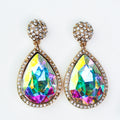 Pave Ball & Dangling Teardrop Stone Earrings