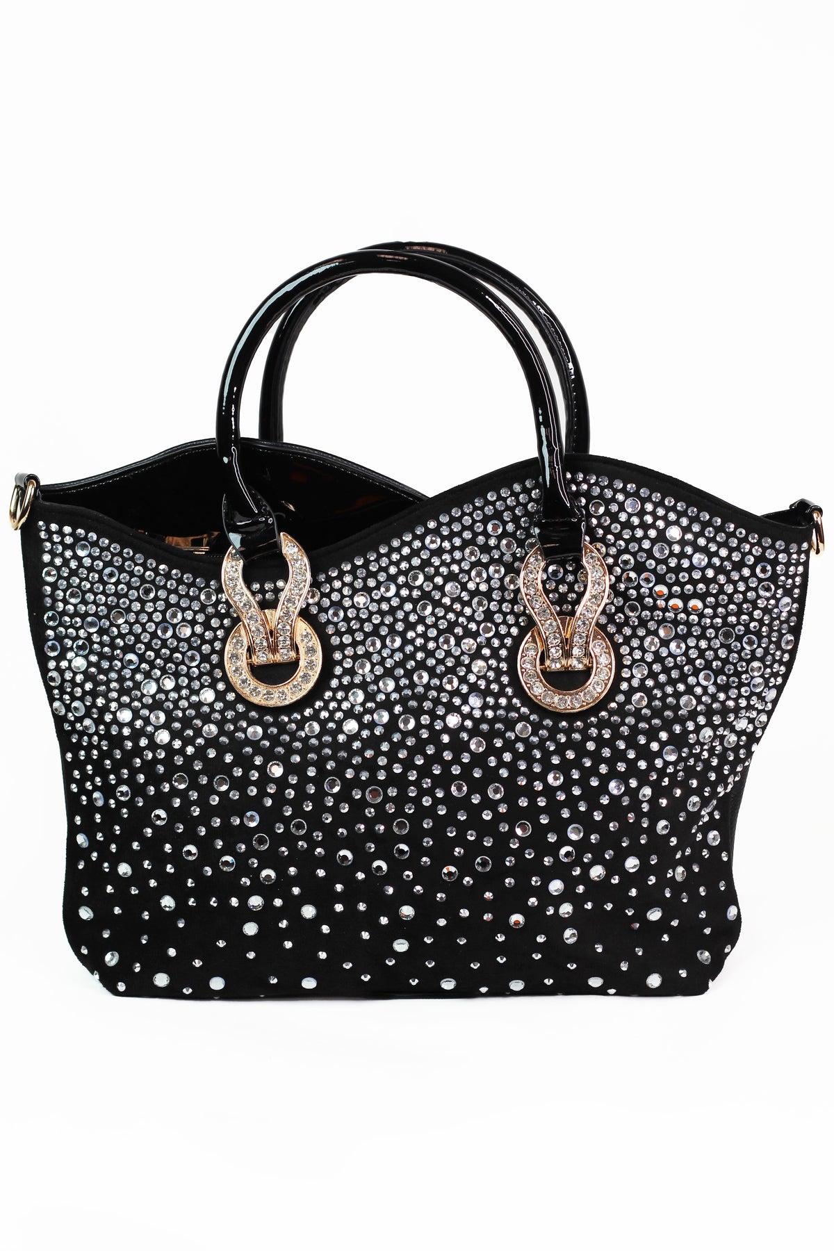 Purse w/ Ombre Rhinestones and Patent Leather Accents