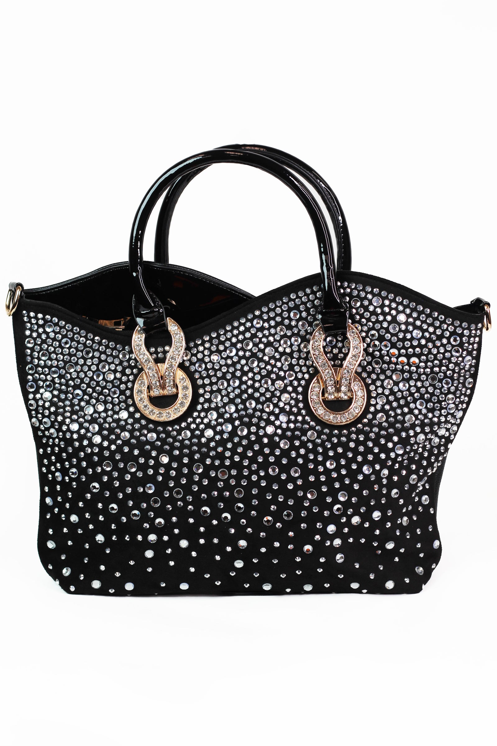 Purse w/ Ombre Rhinestones and Patent Leather Accents