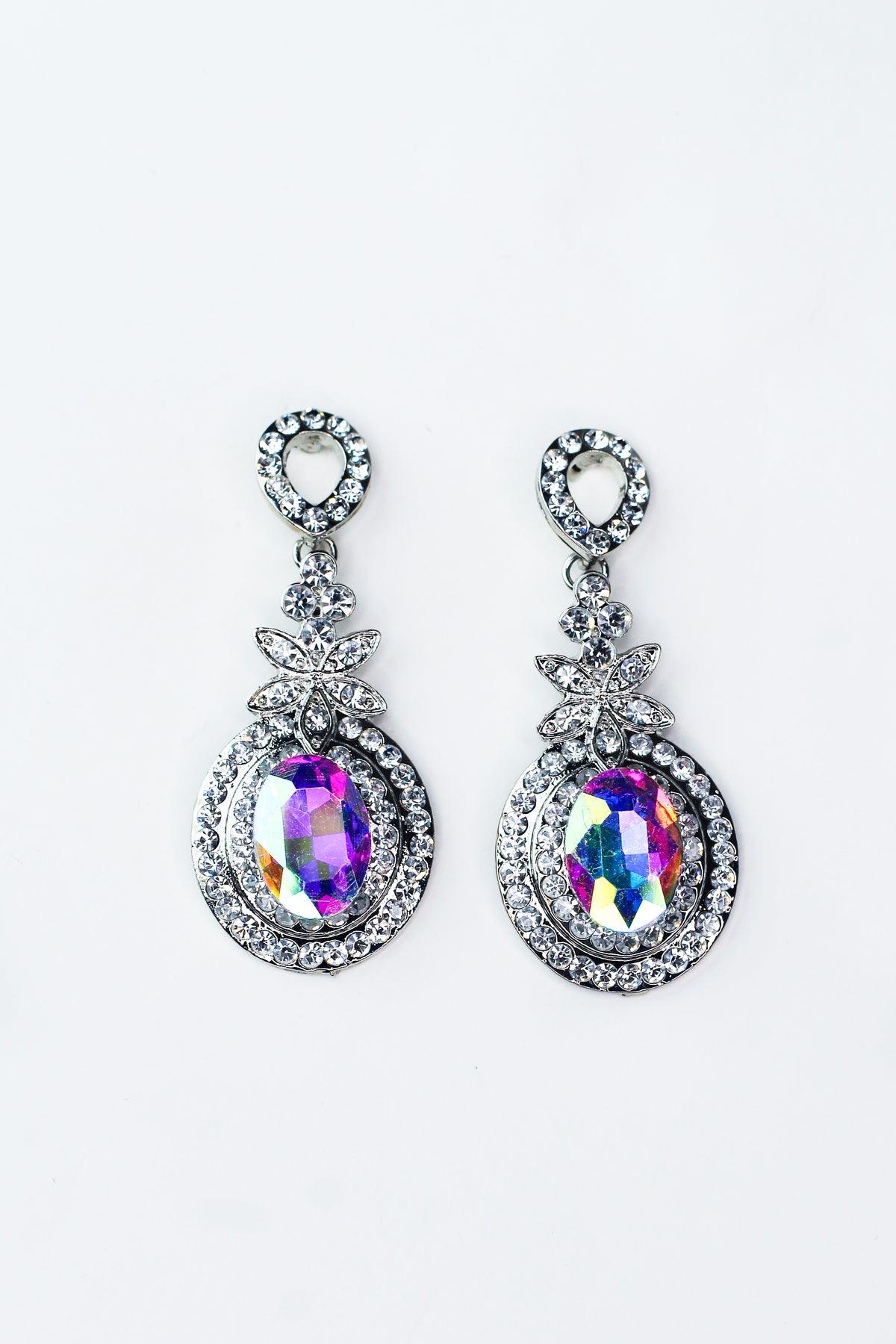 Open Teardrop, Cluster &amp; Pave Trimmed Oval Earrings