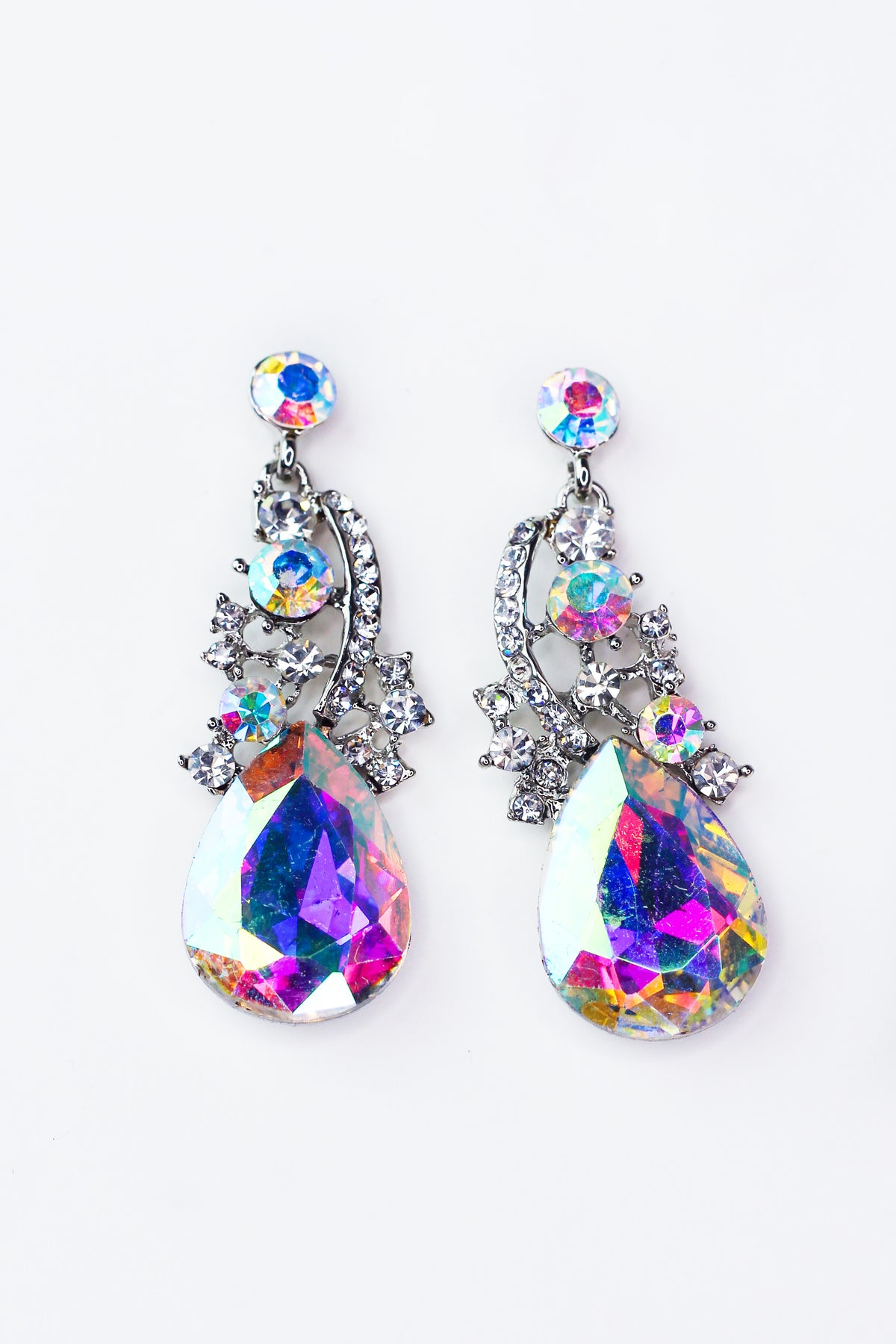 Rhinestone Vine &amp; Large Teardrop Earrings