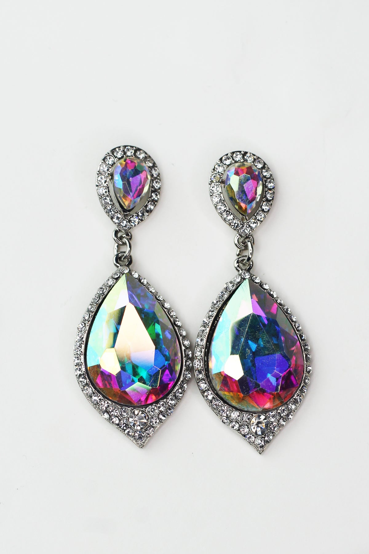 Pave Trimmed Teardrop &amp; Pointed Teardrop Earrings