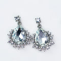 Large Rhinestone Teardrop Ridged Earrings