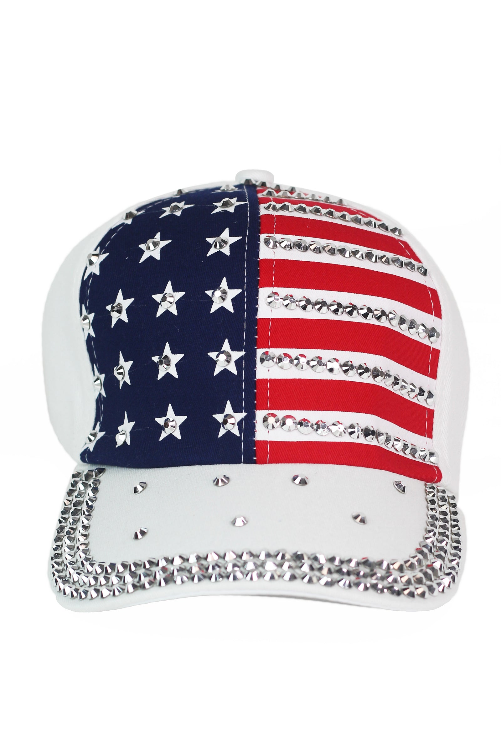 Studded American Flag & Rim Baseball Cap