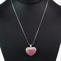 Faded Rhinestone Puff Heart Necklace