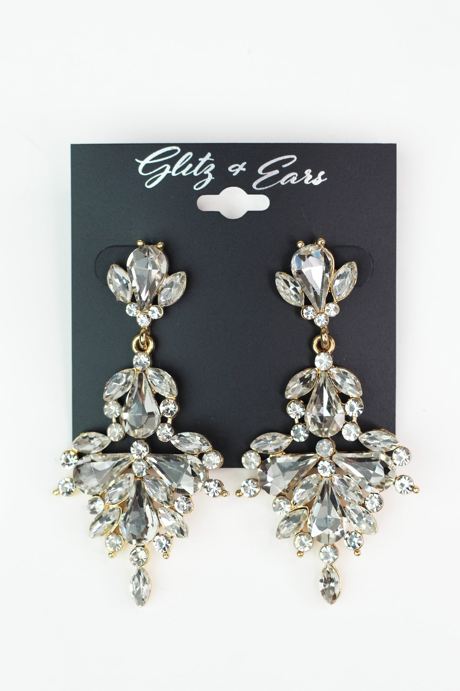 Rhinestone Teardrop & Almond Dangling Earrings