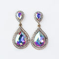 2 Teardrop w/ 2 Row Rhinestone Earrings