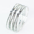 Crossover Rows Stone Ends Open Bracelet