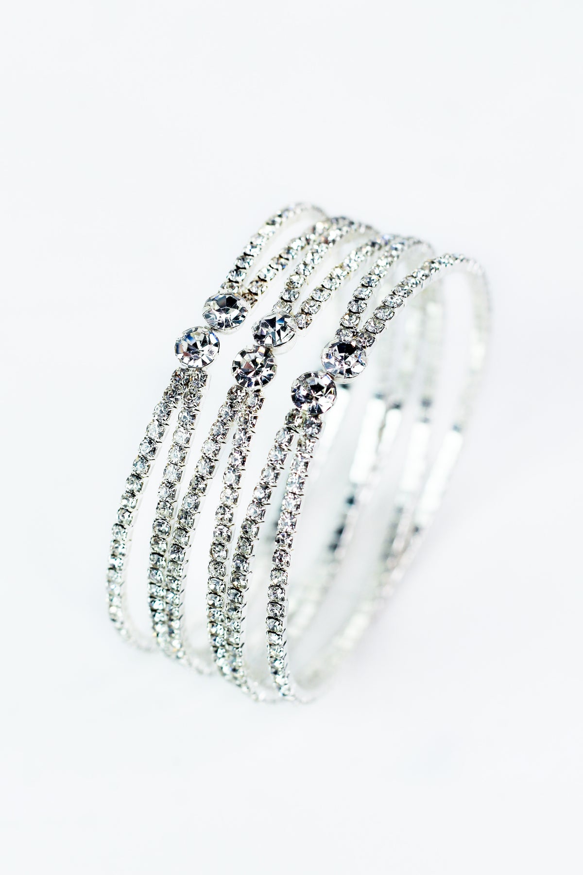 Crossover Rows Stone Ends Open Bracelet