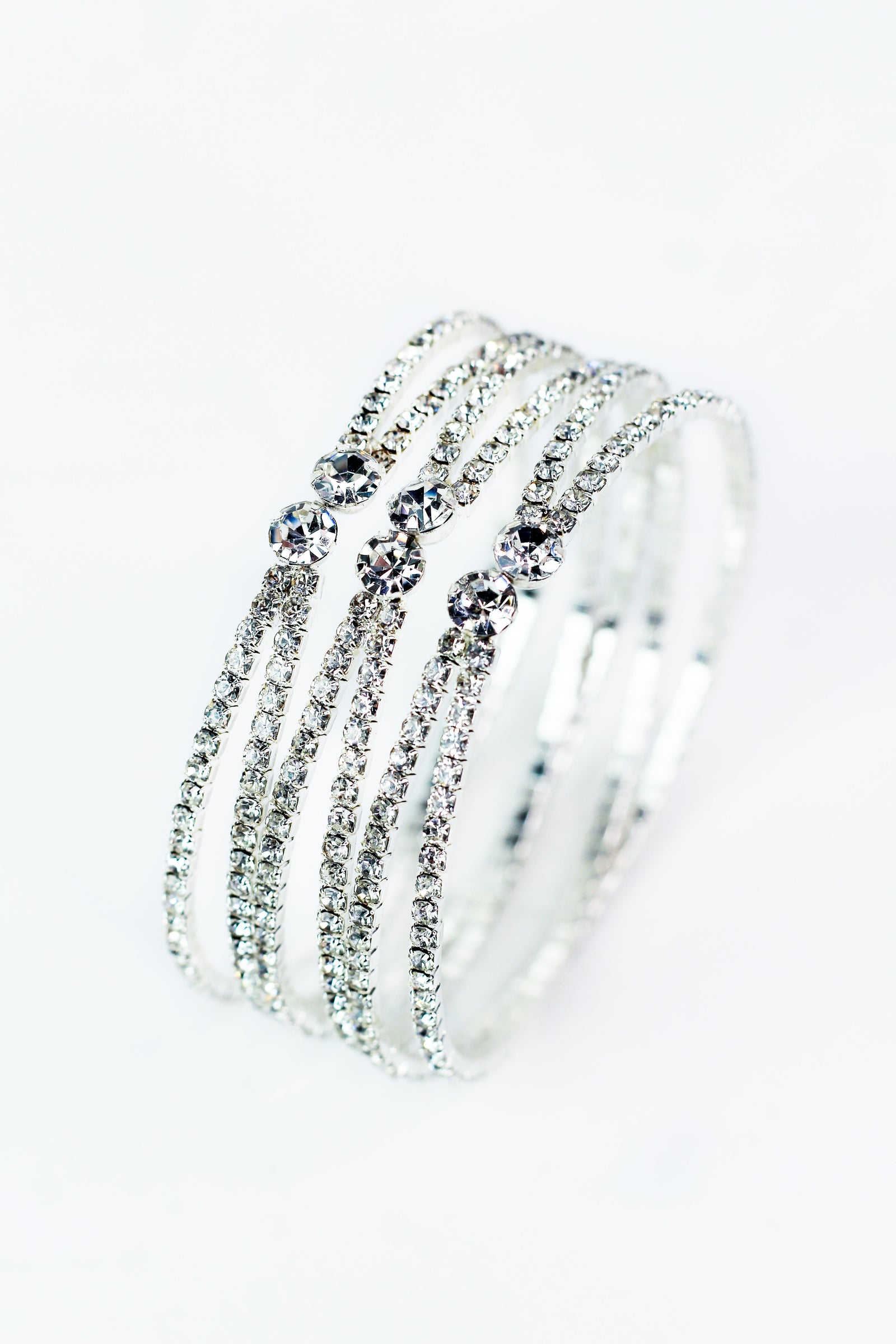 Crossover Rows Stone Ends Open Bracelet