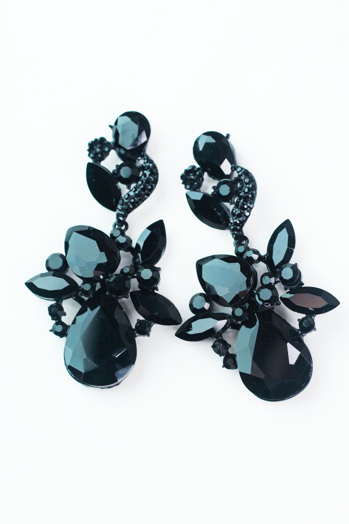 Rhinestone Swirl Teardrop Almond Large Earrings