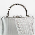 Satin Clutch w/ Pleated Overlay & Rhinestone Bowtie Closure