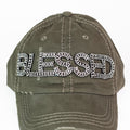 Distressed Rhinestone "BLESSED" Baseball Cap