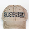 Distressed Rhinestone "BLESSED" Baseball Cap