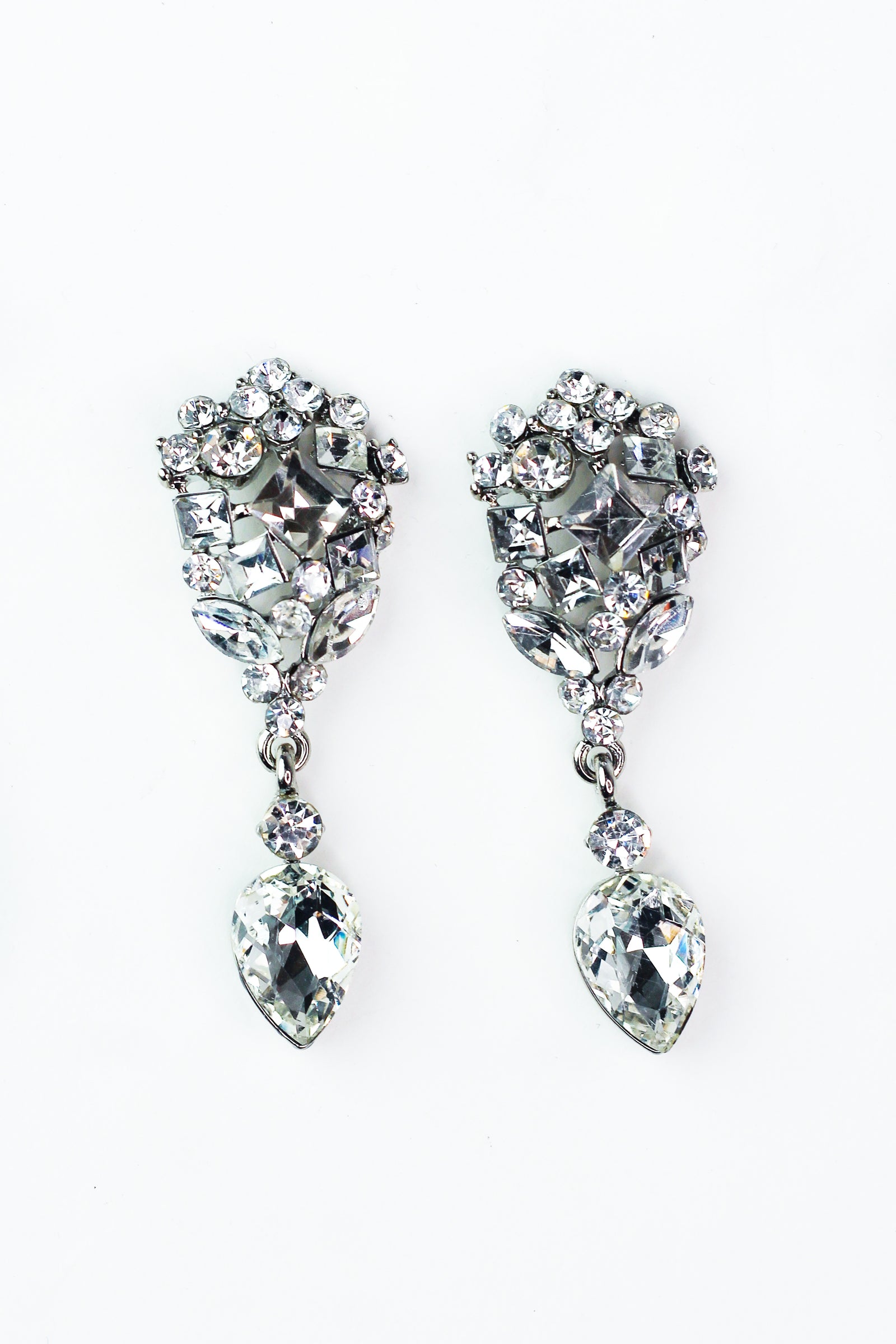 Small Square Circle Arch Teardrop Earrings