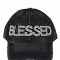 Distressed Rhinestone "BLESSED" Baseball Cap