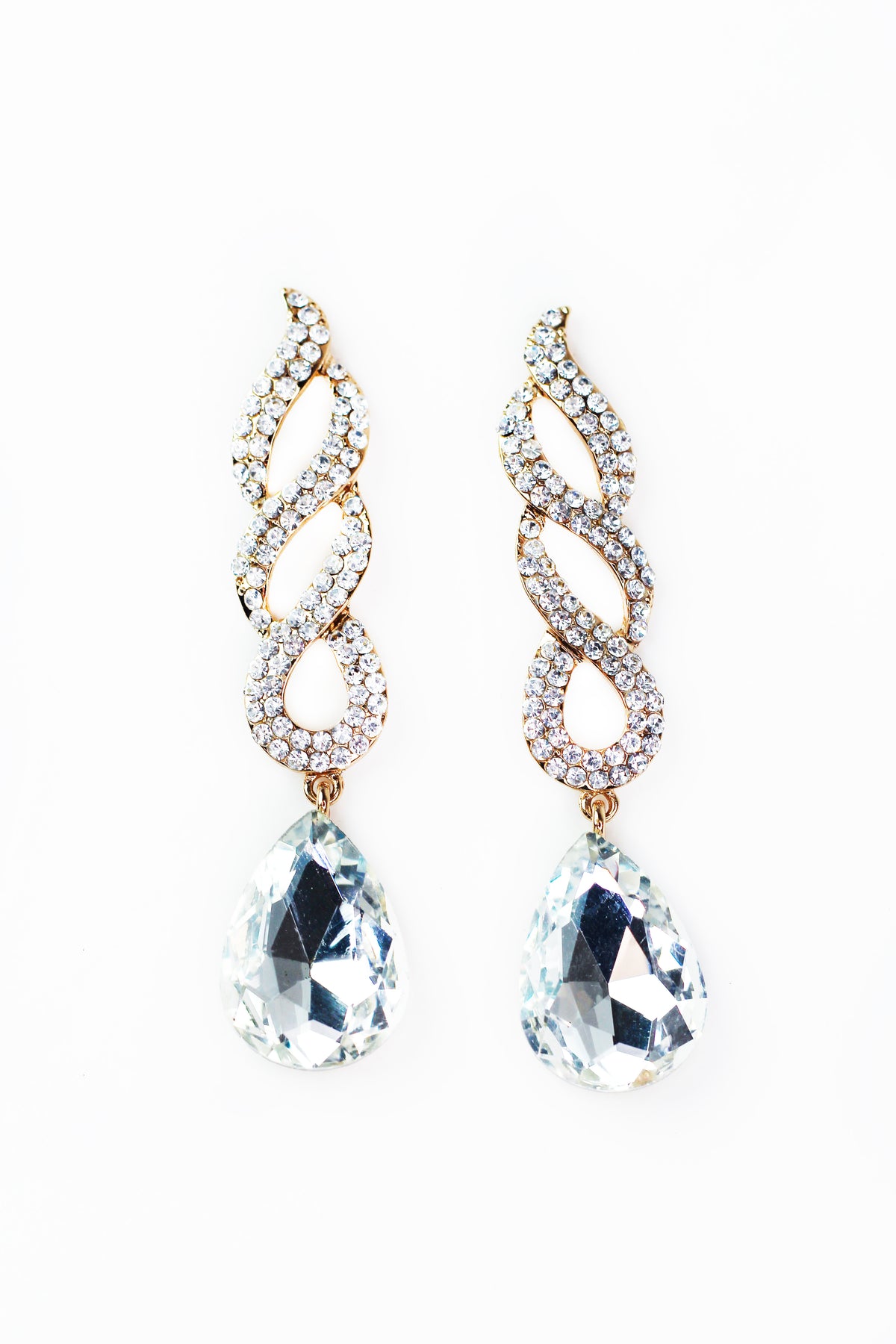 Rhinestone Twist w/ Teardrop Dangle Earrings