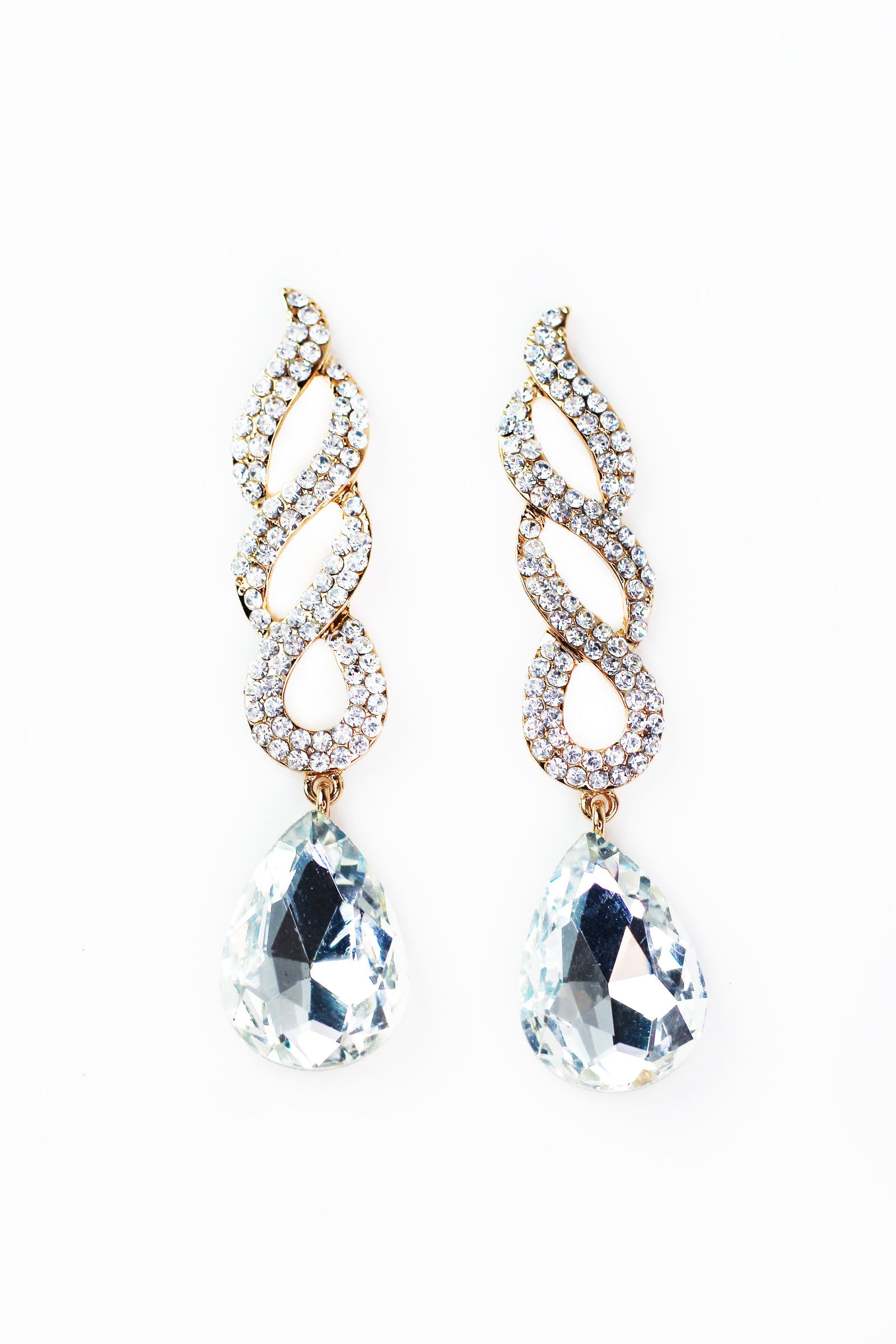 Rhinestone Twist w/ Teardrop Dangle Earrings