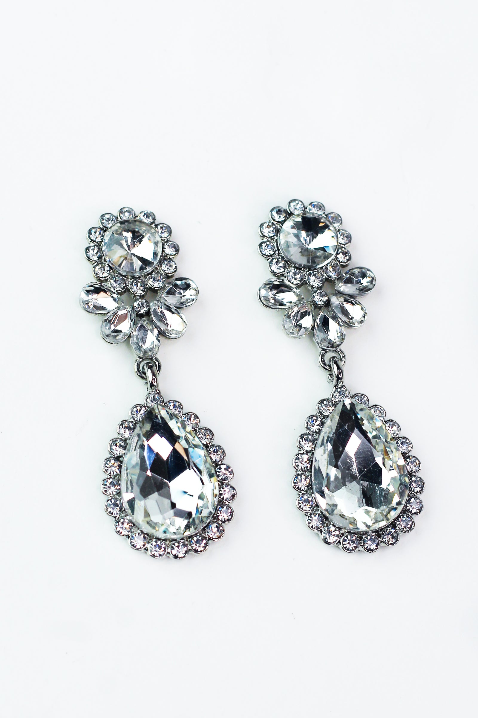 Cluster Teardrop Stone Earrings