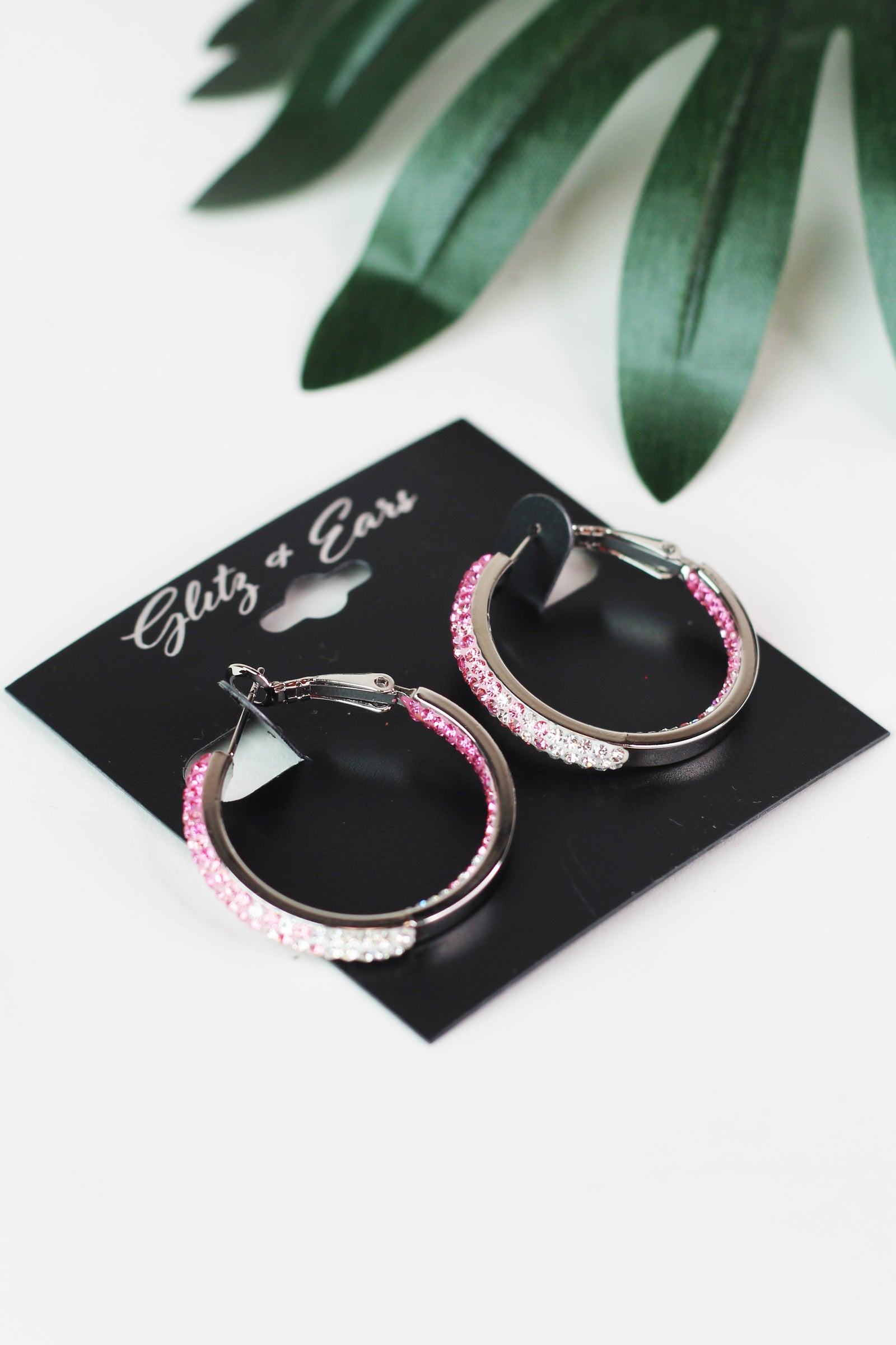 Medium Fade Rhinestone Hoops