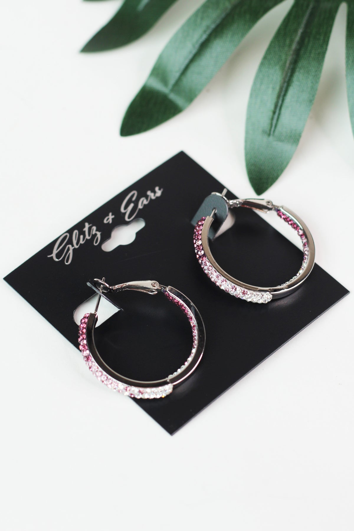 Medium Fade Rhinestone Hoops