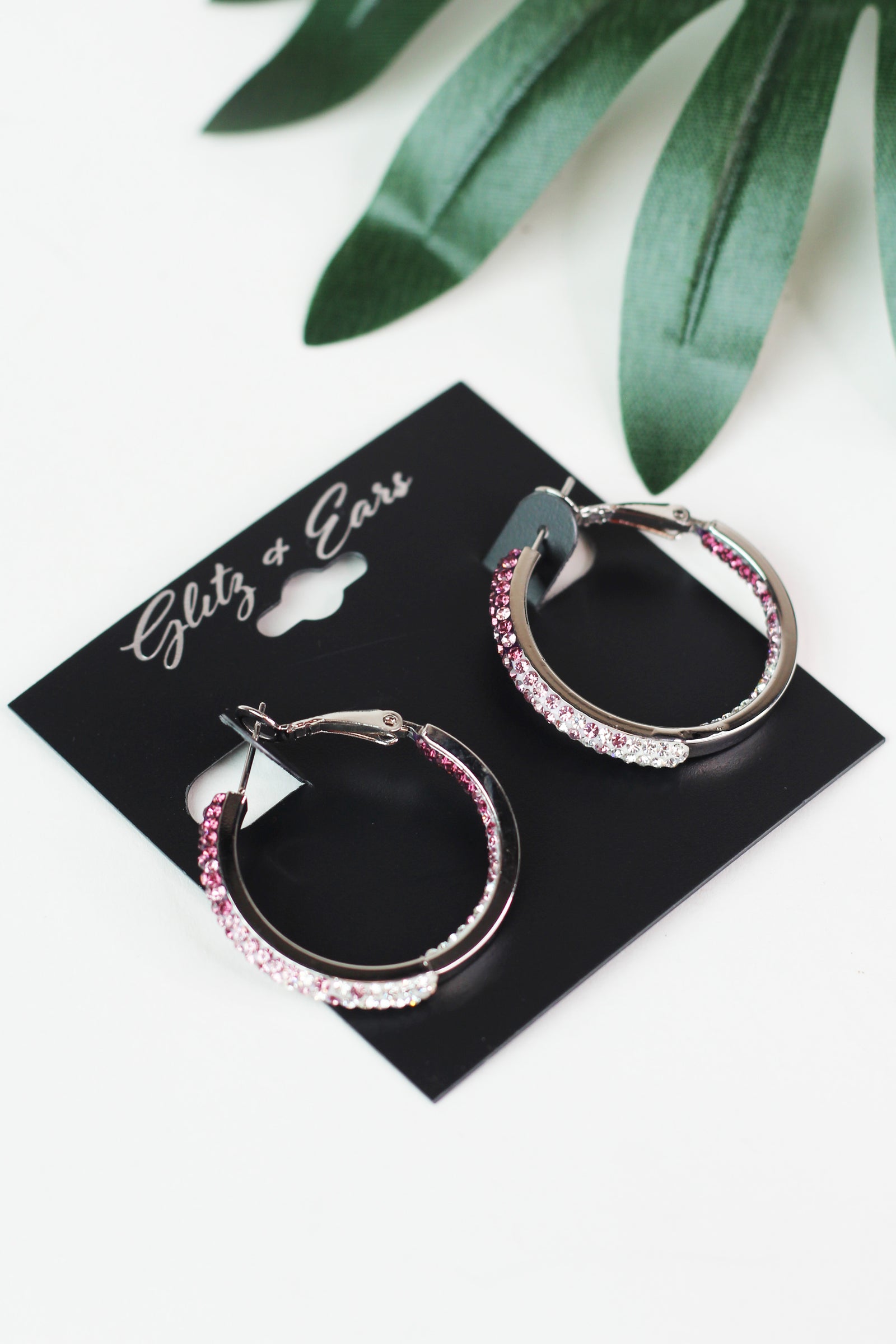 Medium Fade Rhinestone Hoops