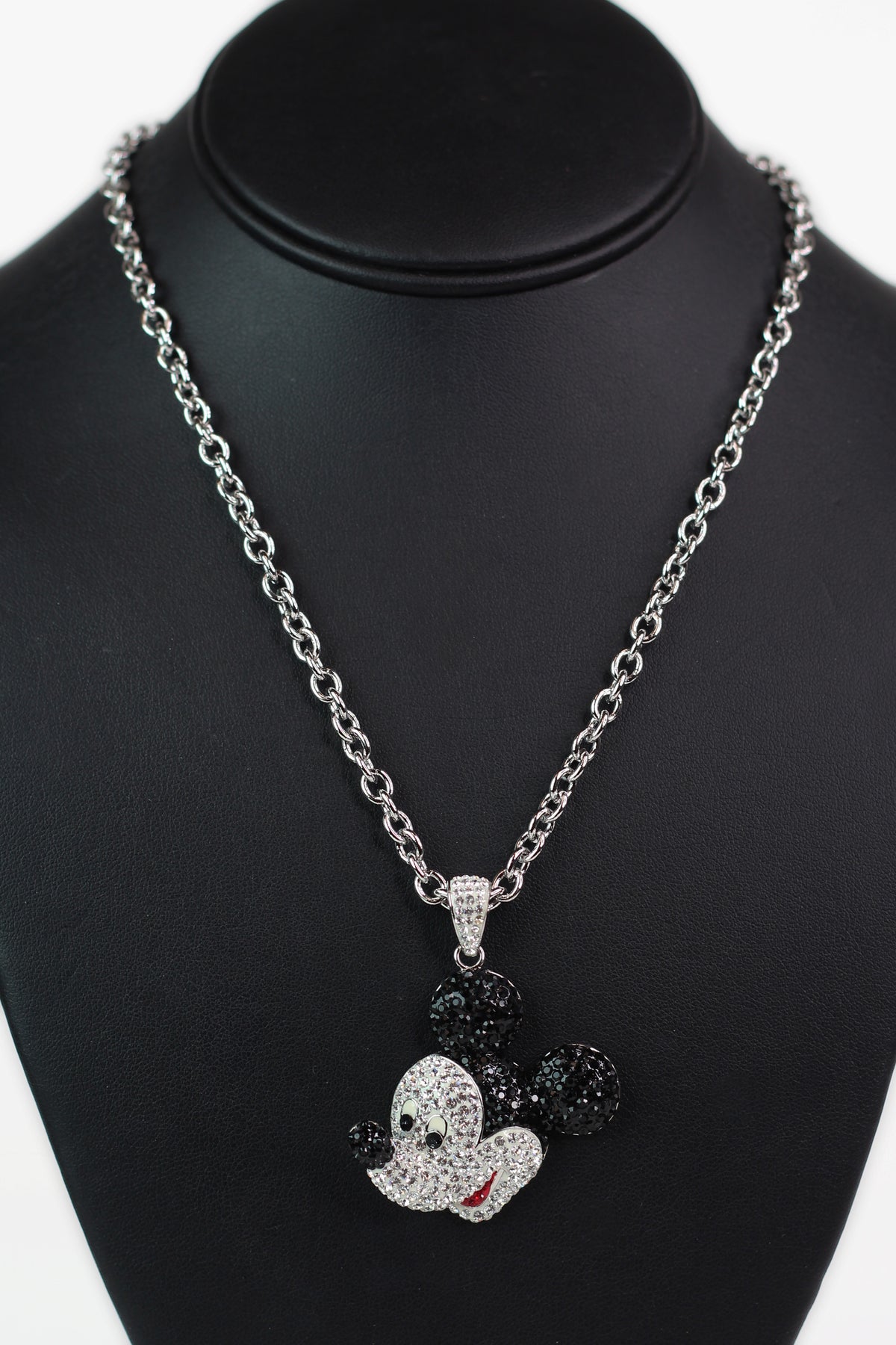 Rhinestone Mickey Mouse Face Necklace