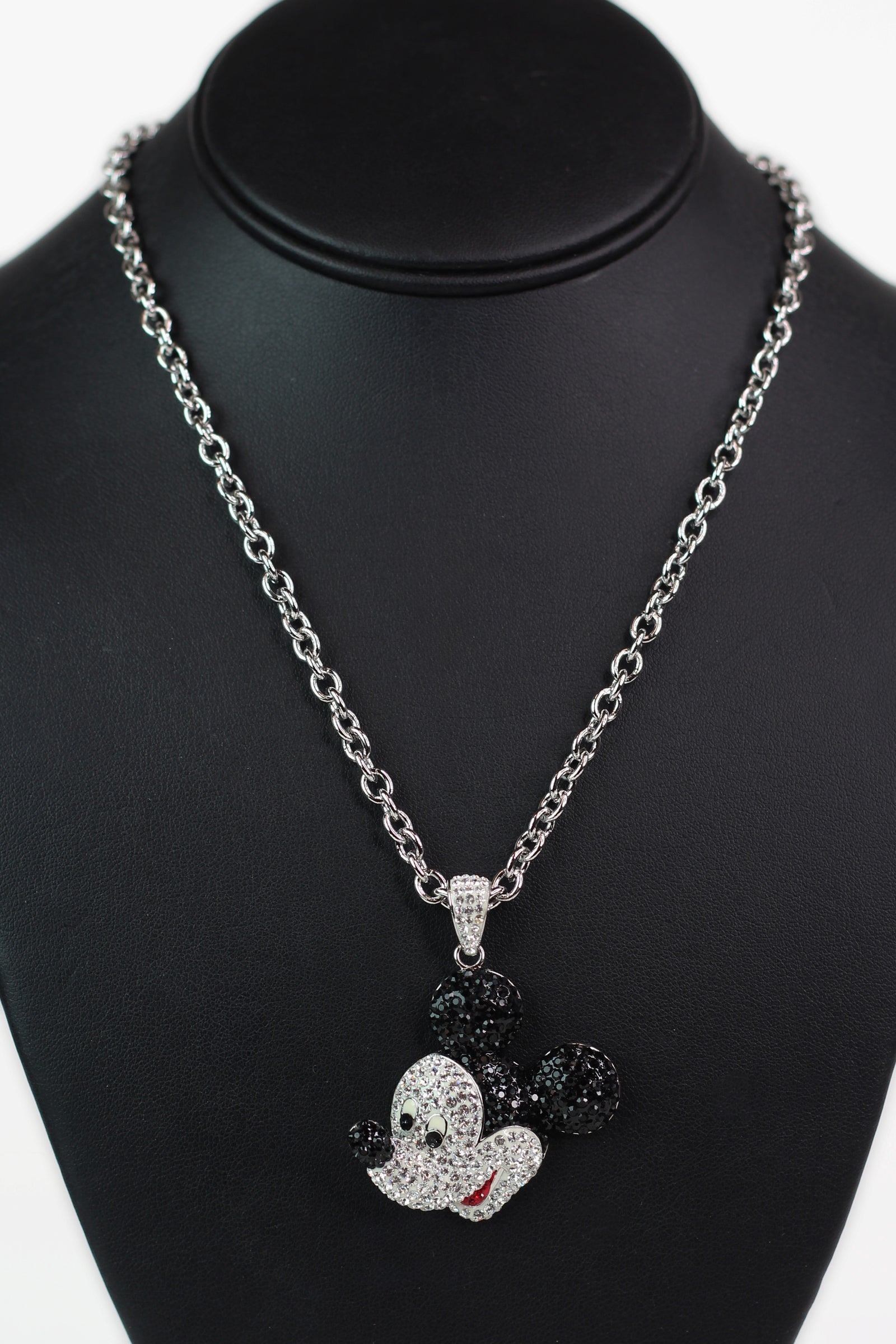 Rhinestone Mickey Mouse Face Necklace