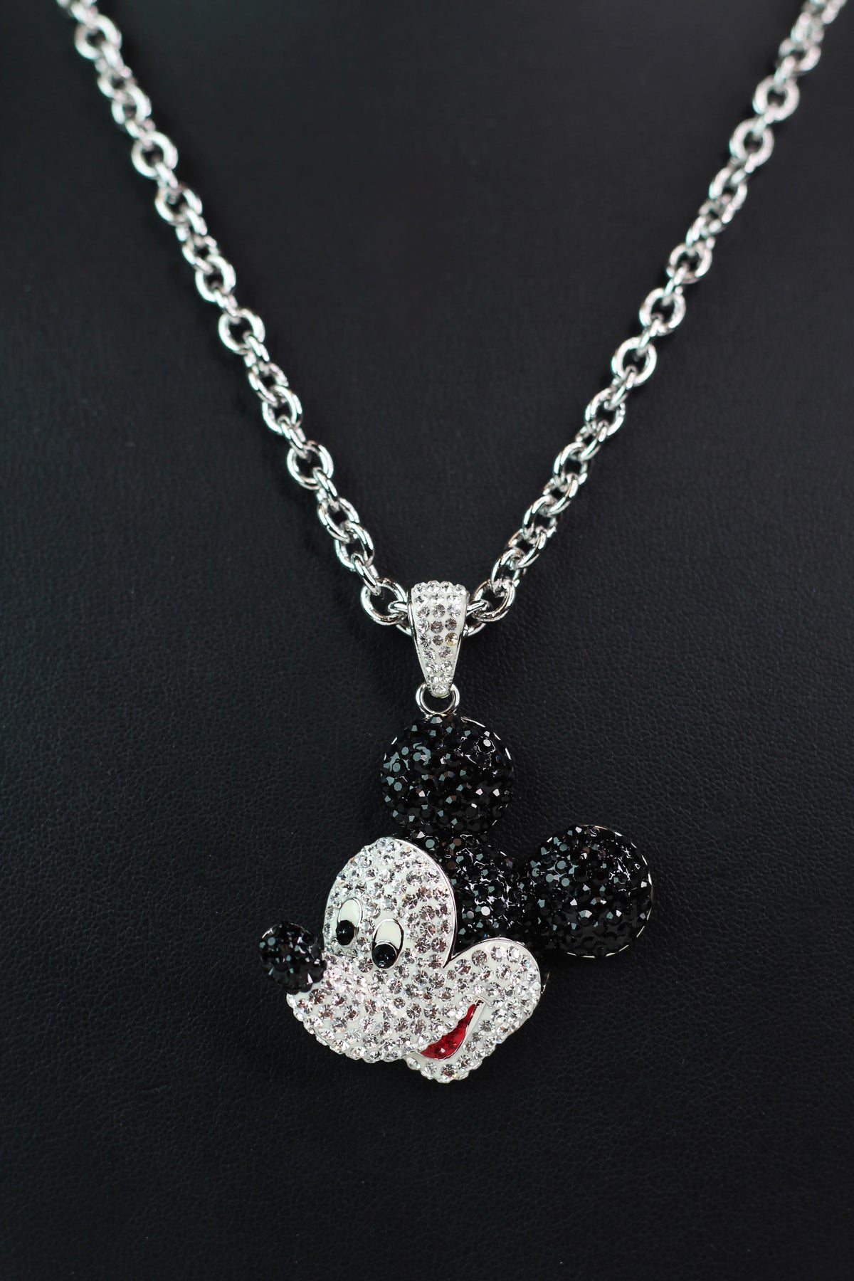 Rhinestone Mickey Mouse Face Necklace