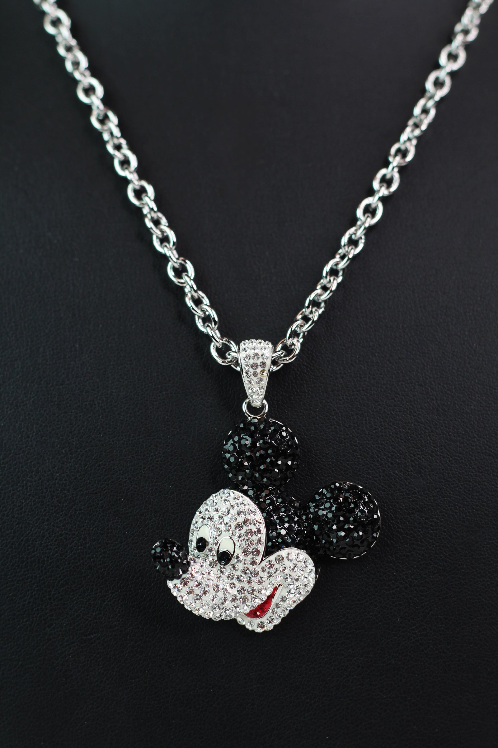 Rhinestone Mickey Mouse Face Necklace