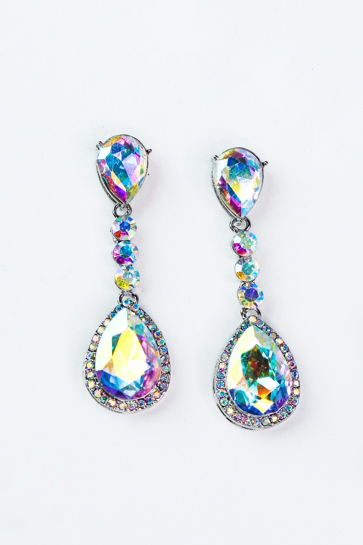 3 Stone Down Teardrop Earring