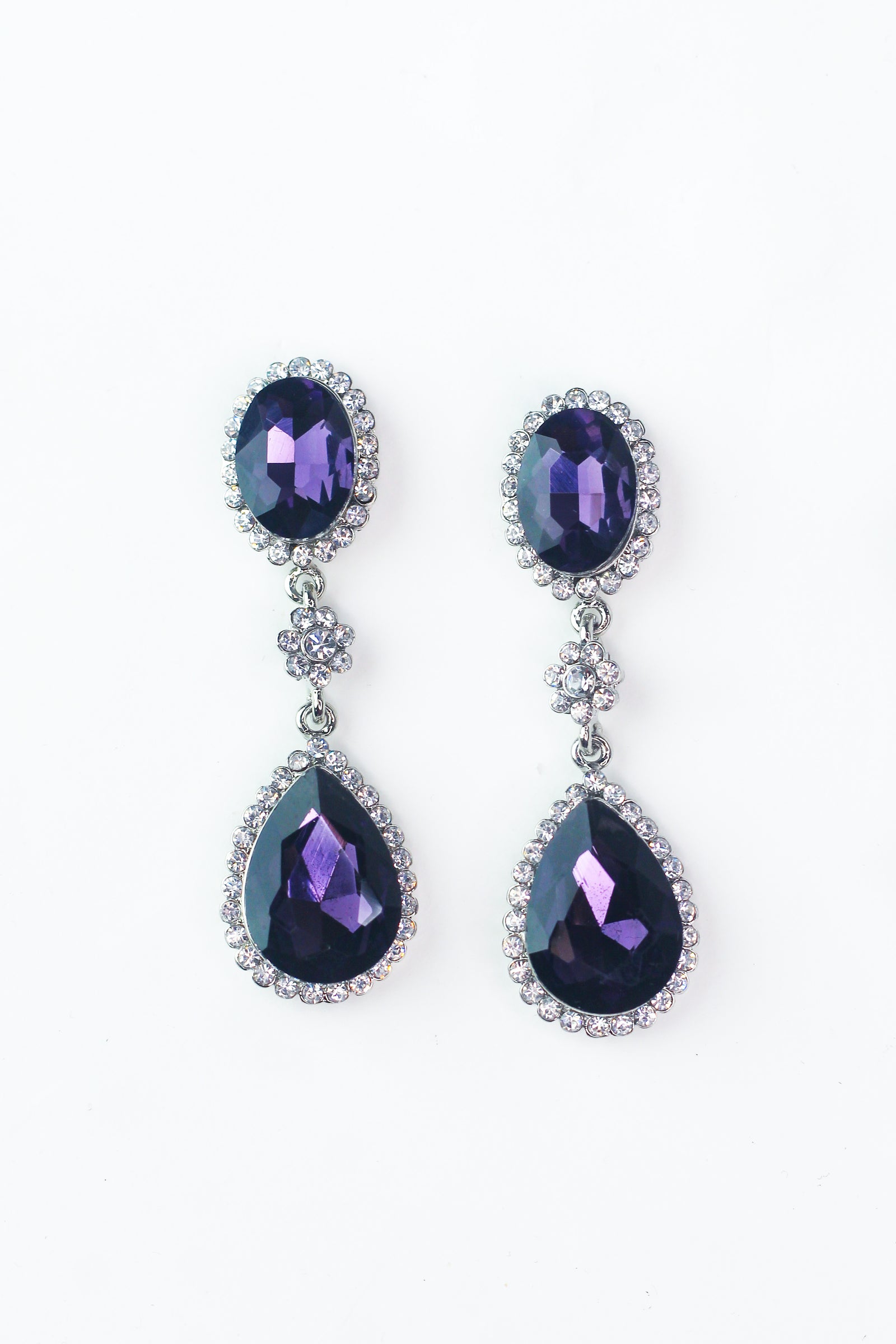 Oval, Flower, Teardrop Earring