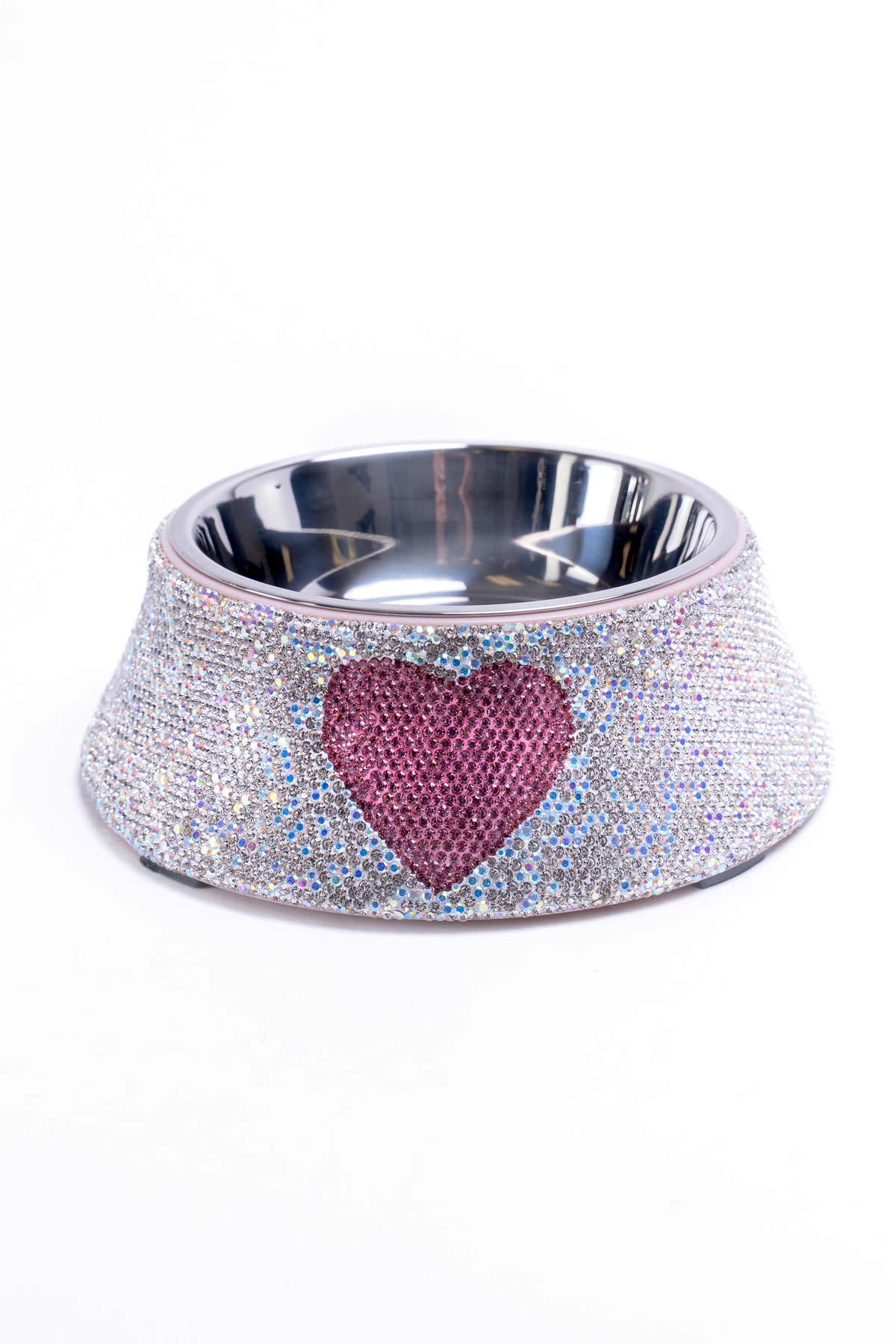 All Rhinestone Heart Middle Dog Bowl