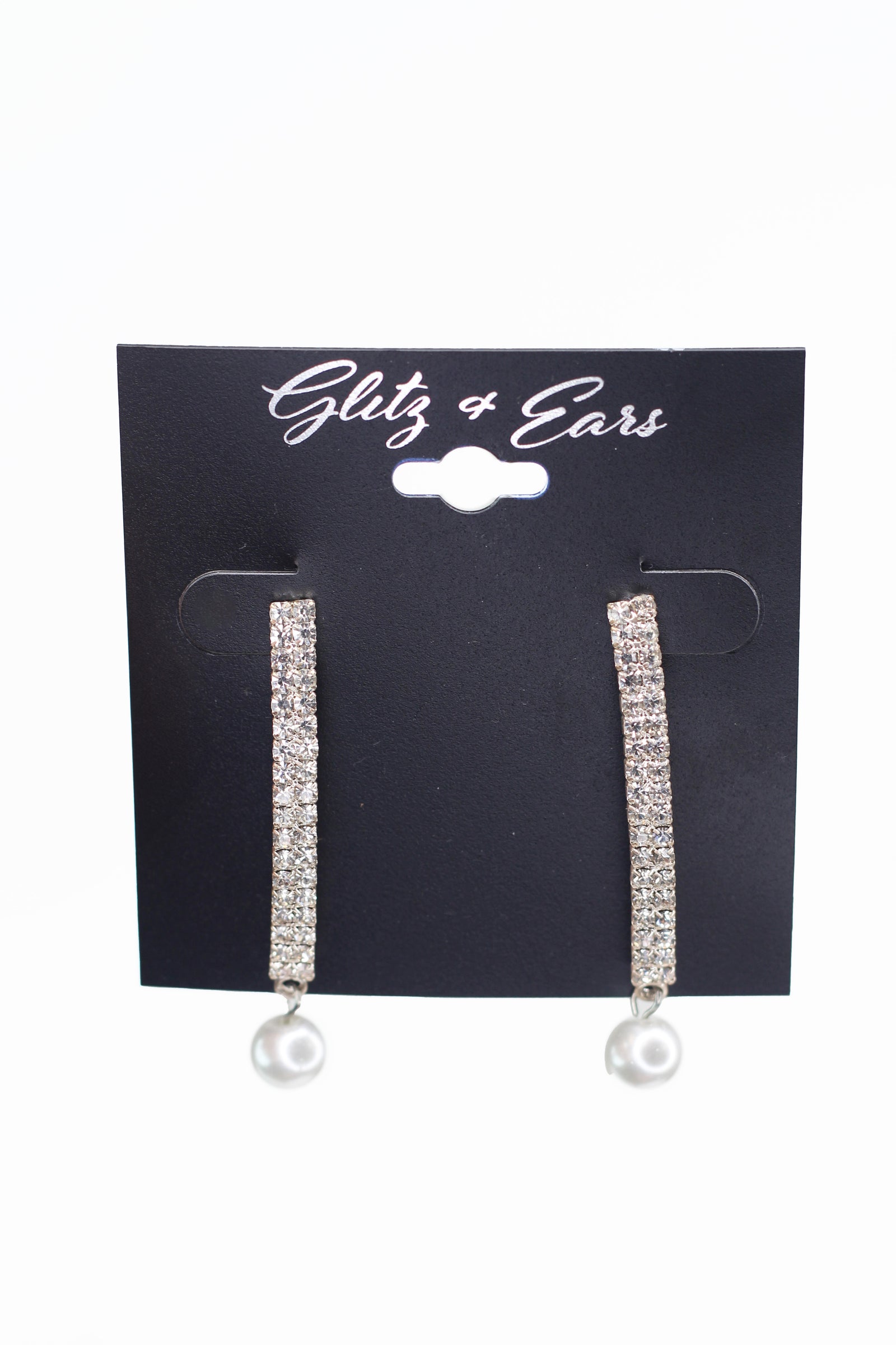 2 Row Bar Pearl Bottom Earring