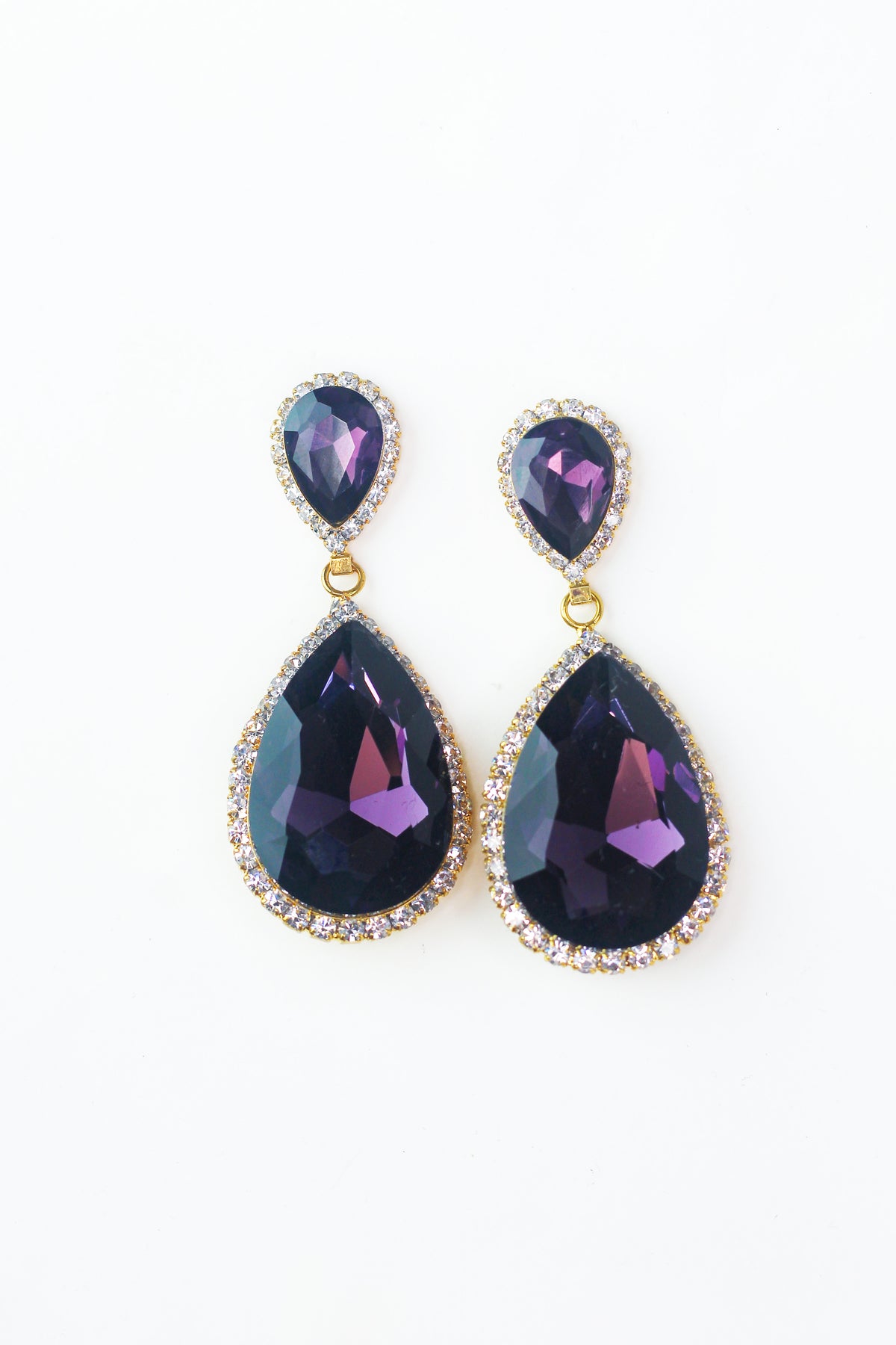 Large Teardrop Thin Rhin. Trim Earring