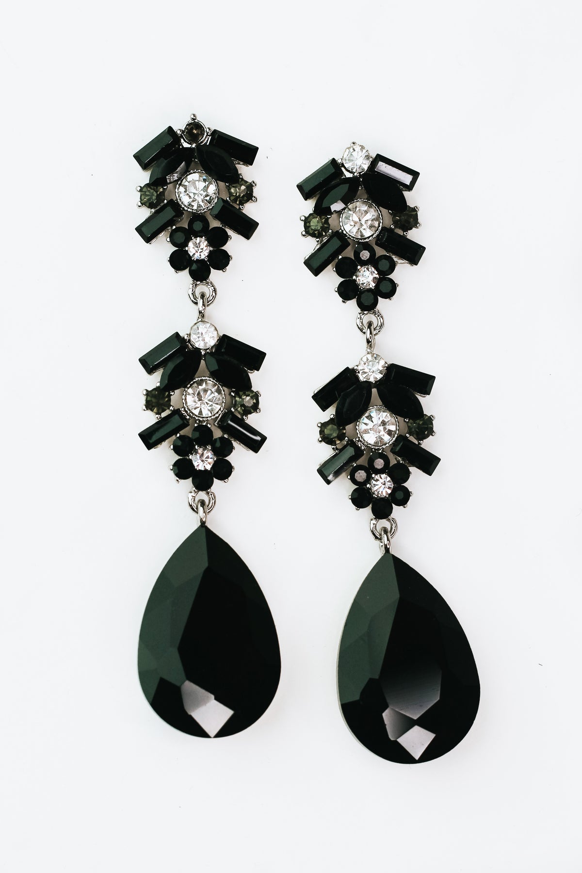 Baguette Flower Teardrop Earring