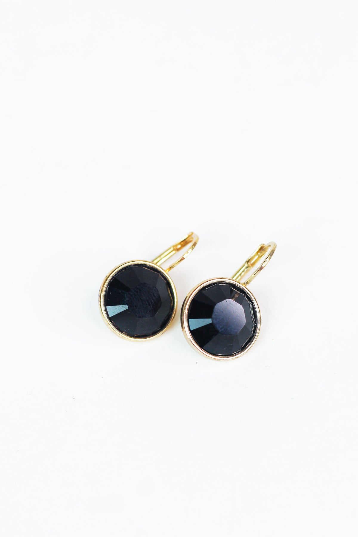 Large Stone Lever Back Gold Earrings (SALE)