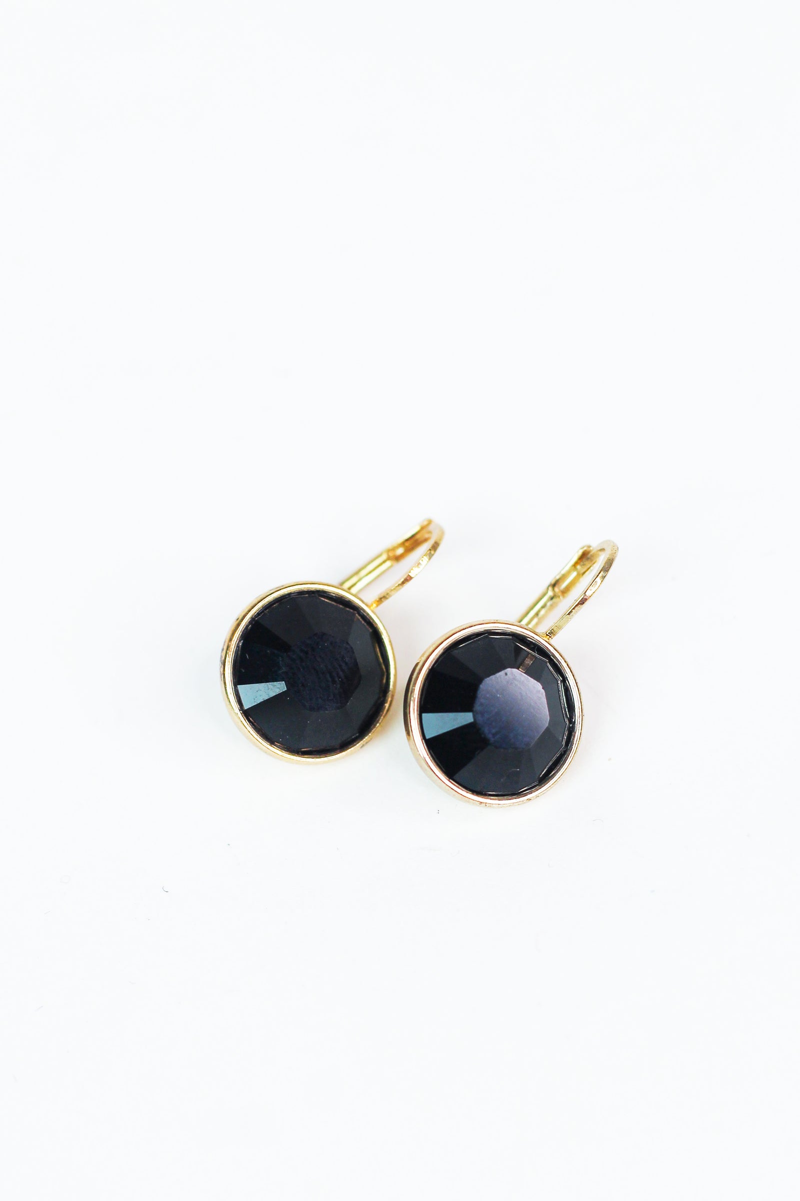 Large Stone Lever Back Gold Earrings (SALE)