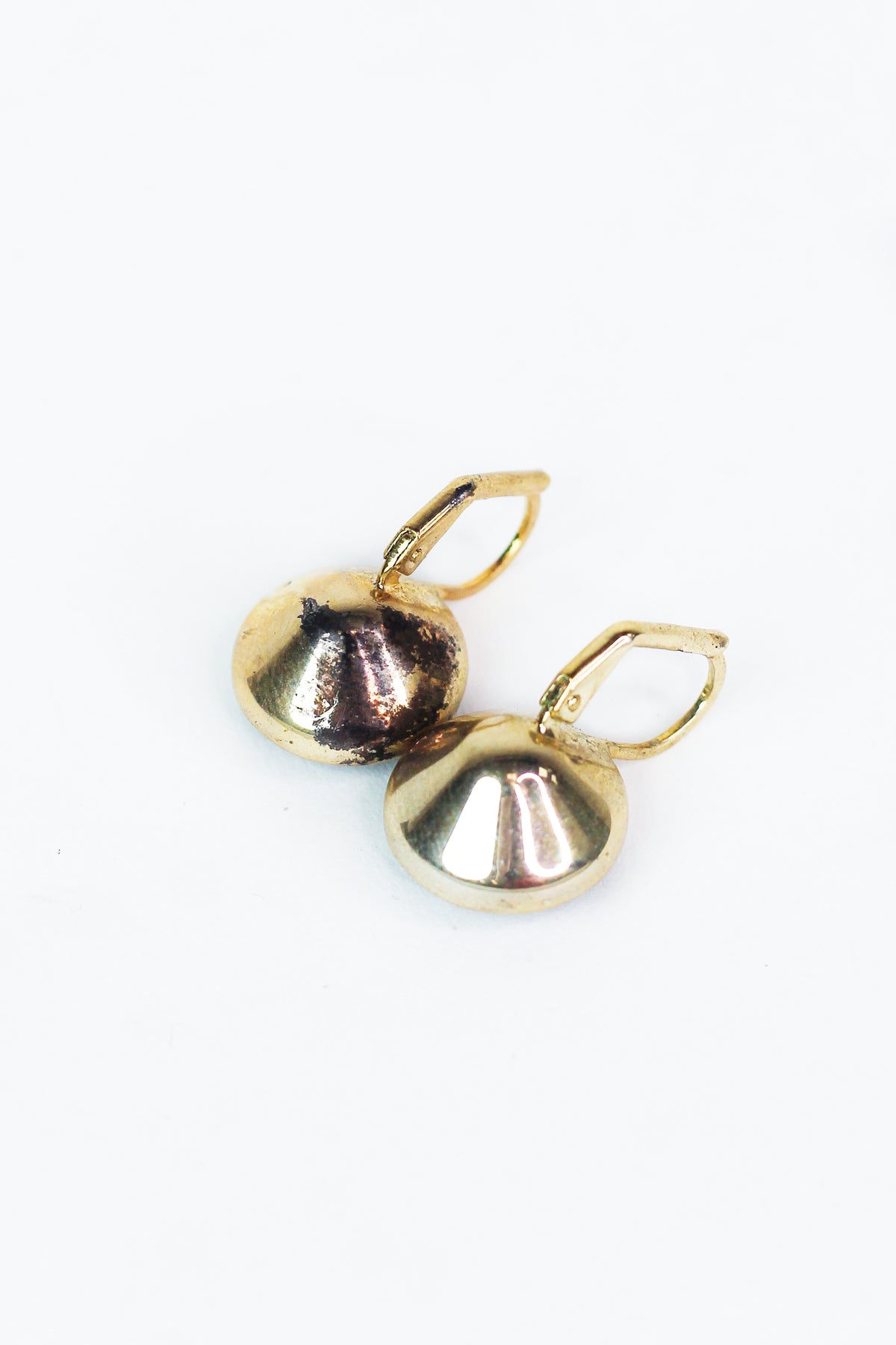 Large Stone Lever Back Gold Earrings (SALE)