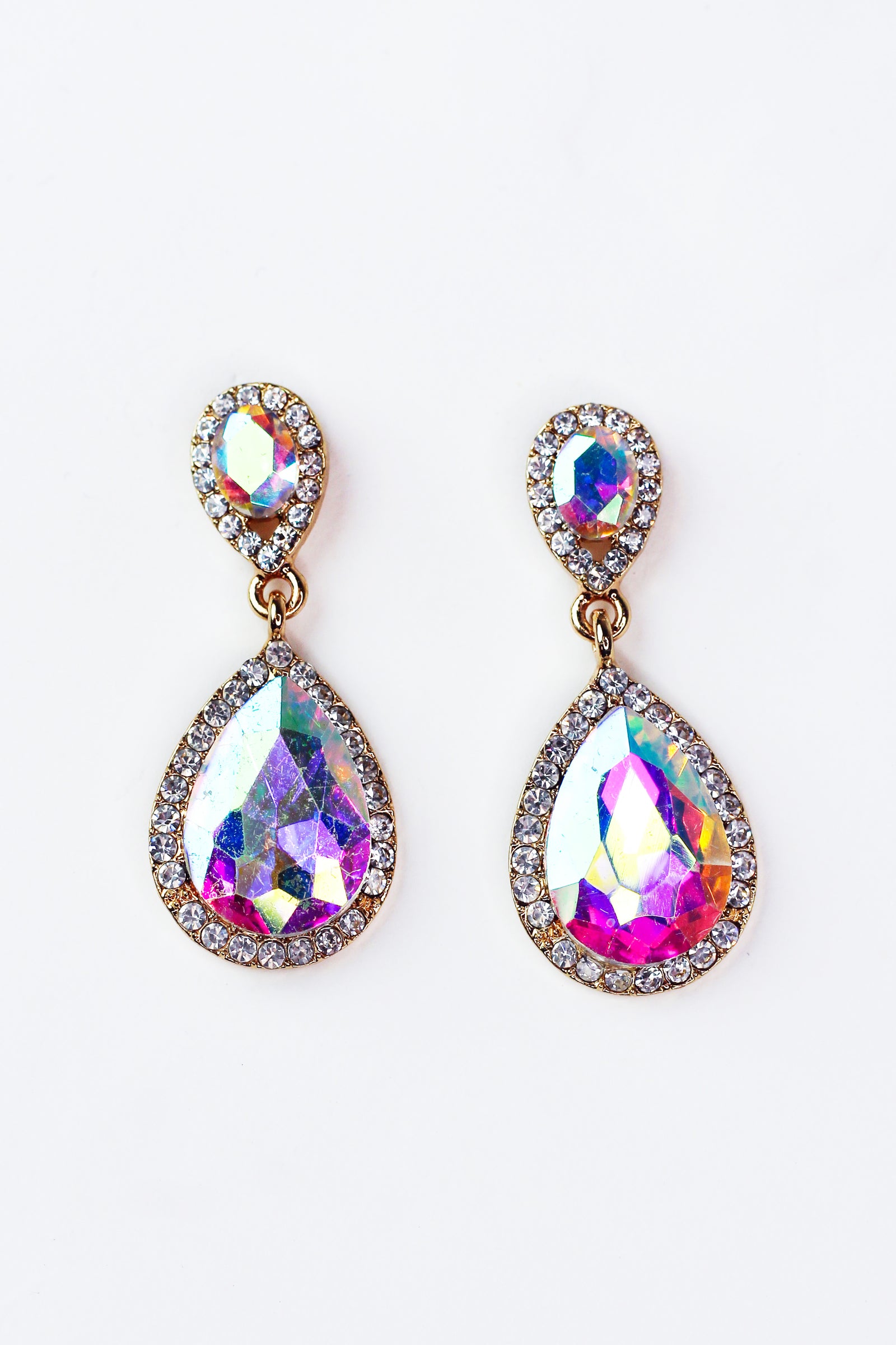 Teardrop Rhinestone Trim Earring