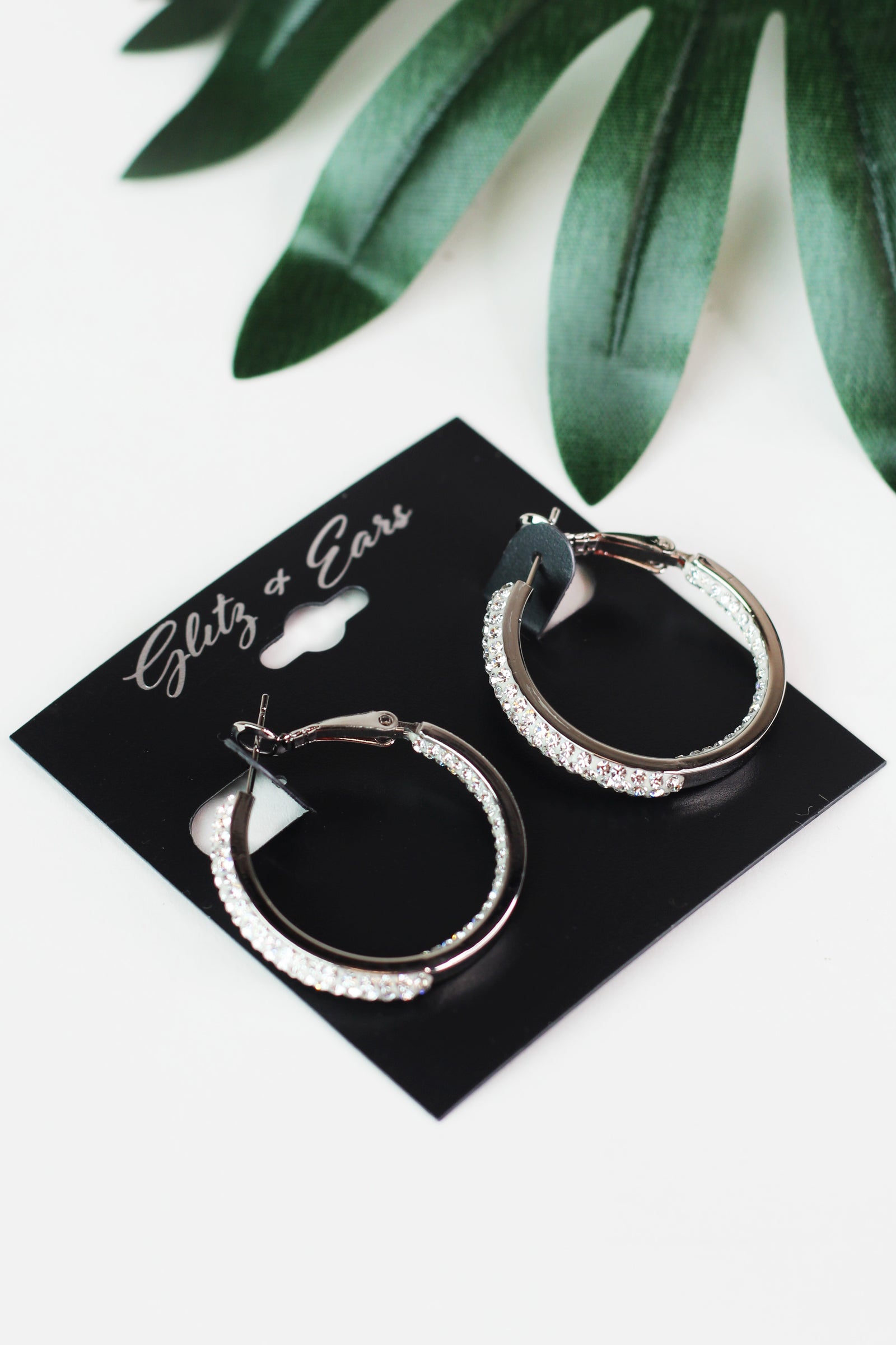 Medium Fade Rhinestone Hoops