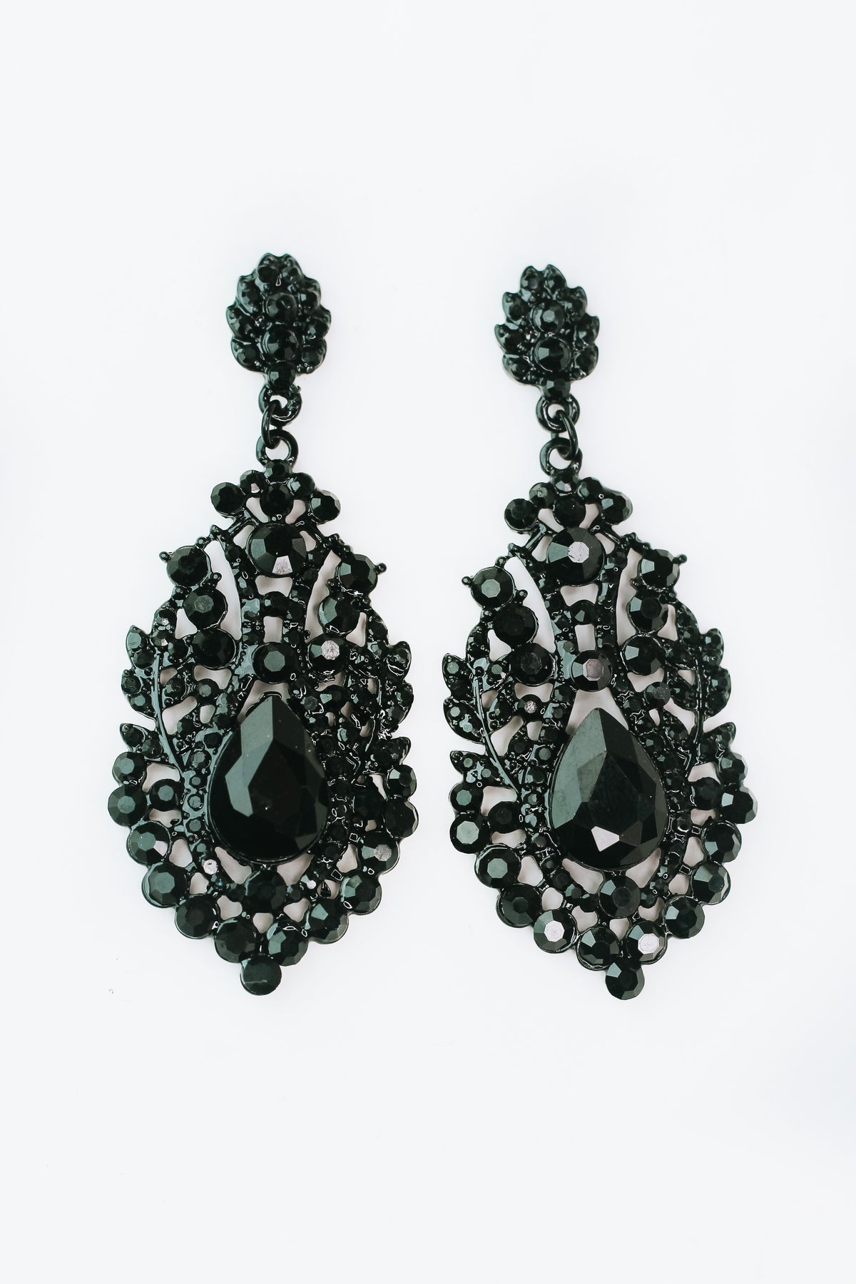 Small Rhinestone Design Teardrop Middle Earring